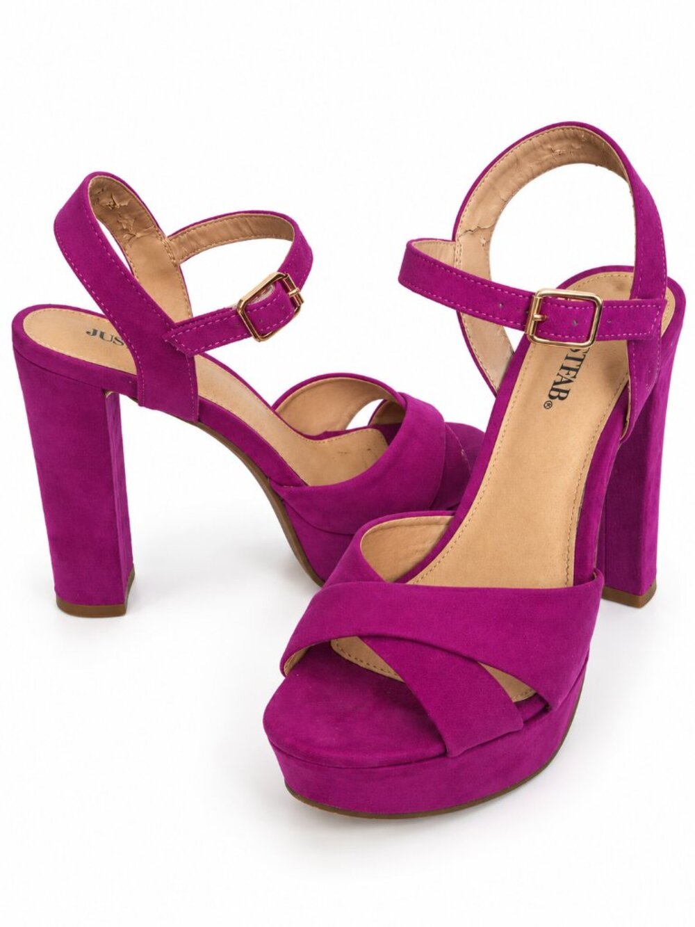 JustFab Magenta Platform Block-Heel Sandals